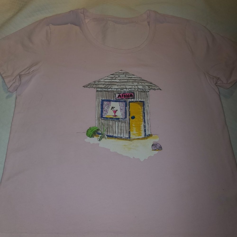 White Stag - Women Pink with Aloha Hut T-Shirt - L